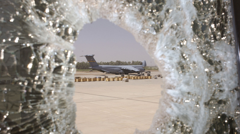 broken airplane window