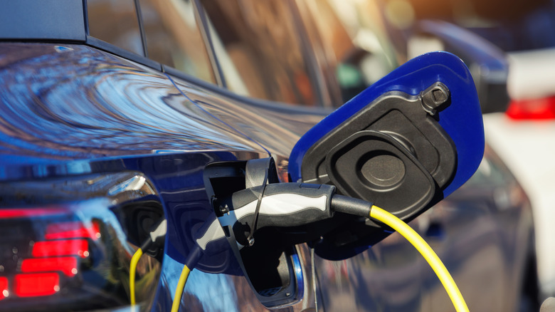 A plug-in hybrid car charging