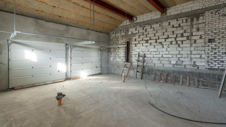 A garage space under construction