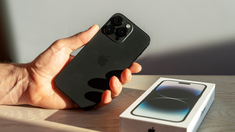 Person holding an iPhone in direct sunlight
