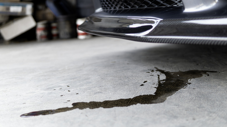 oil stain leaking from under car