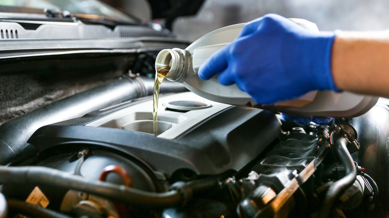 Motor oil being poured