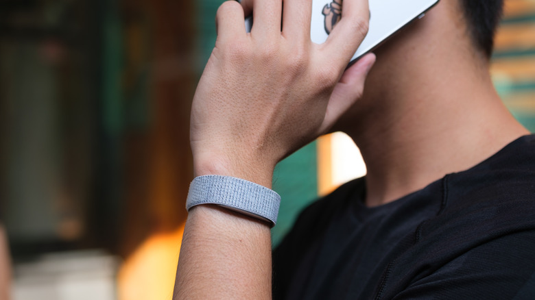 Person wearing Amazon Halo Band