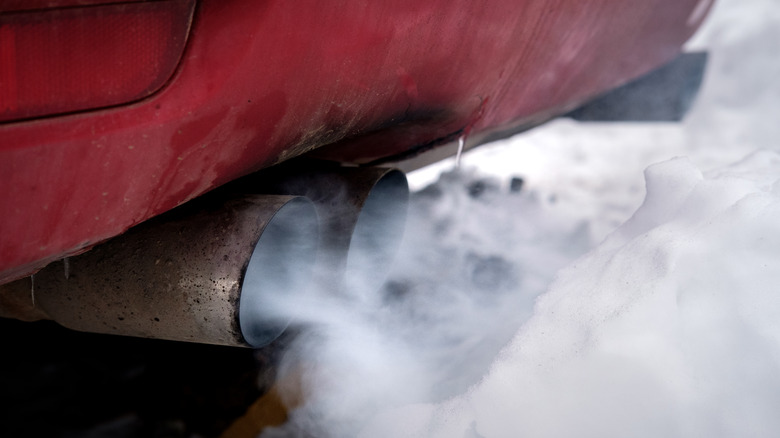 White smoke from car exhaust