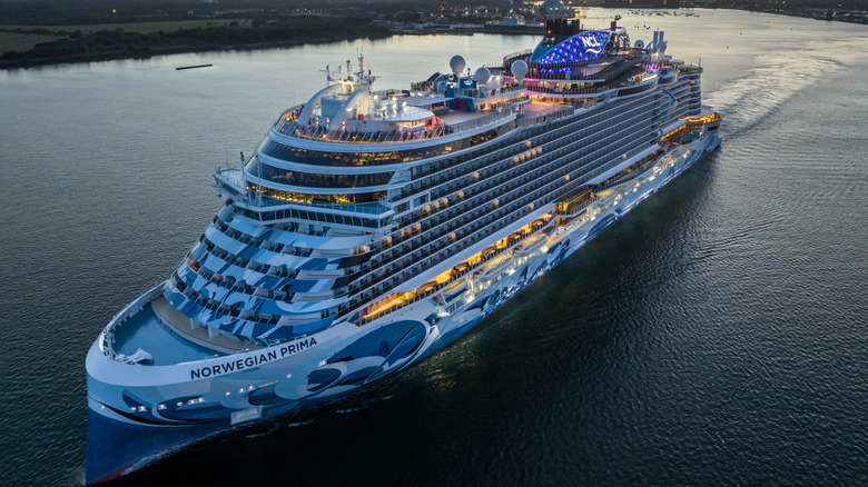 Norwegian prima cruise ship leaving port