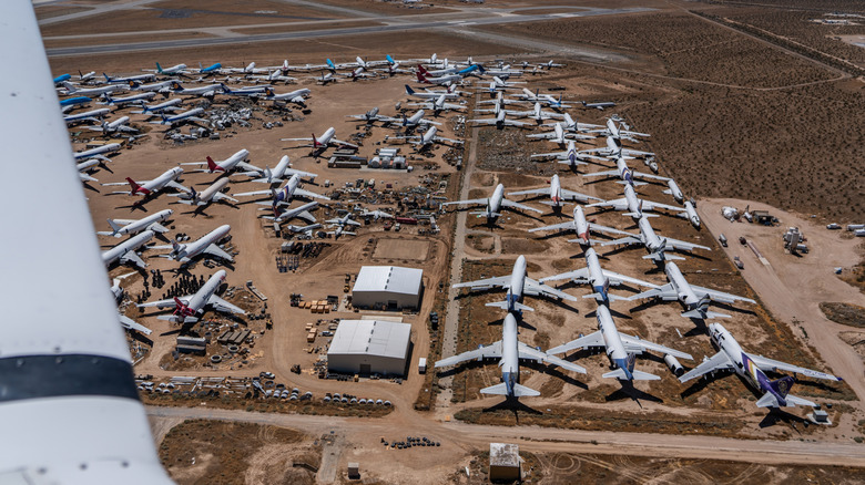 An airplane graveyard view from sky