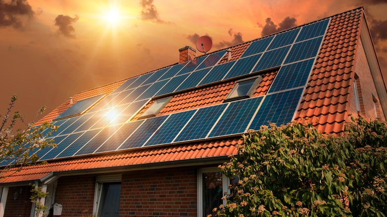 solar panels installed on the roof