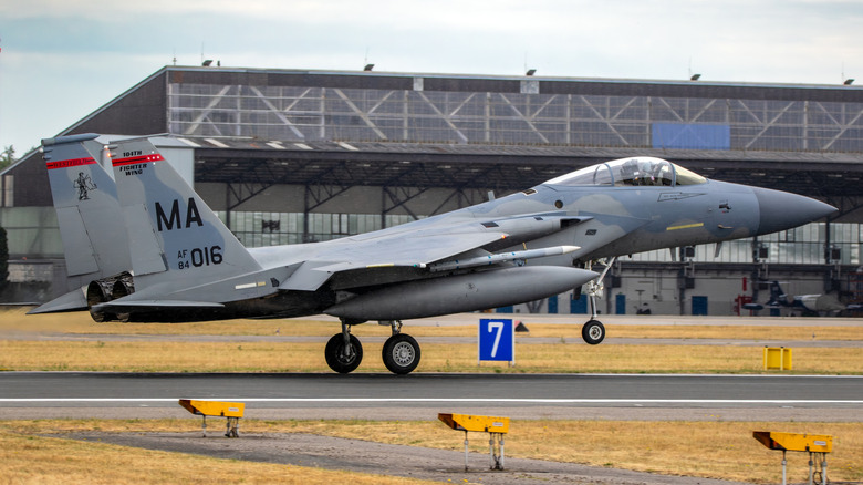 Aircraft of the 104th Fighter Wing on the tarmac.