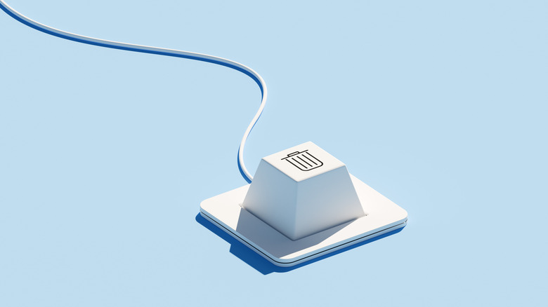 A keyboard with a single trash key.