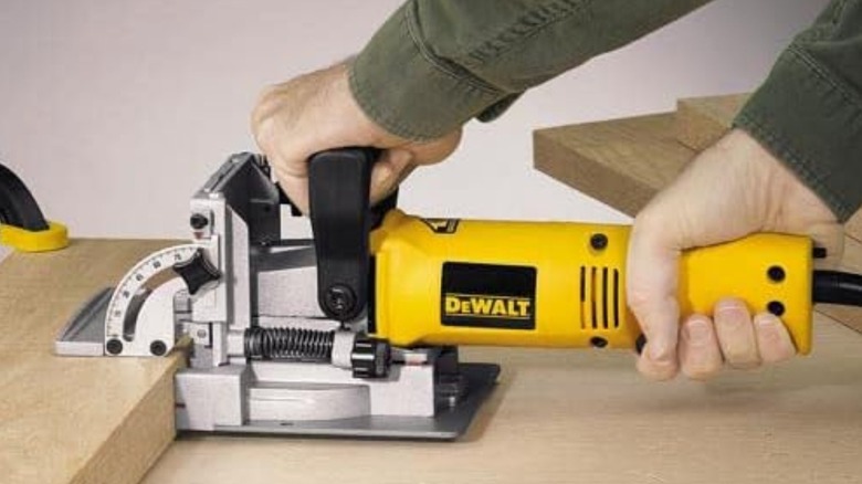 Using the DeWalt biscuit joiner.
