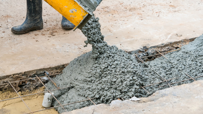 Concrete being poured on construction site