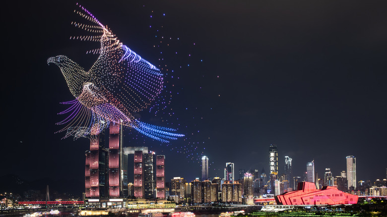A multidrone light show in Chongqing, China