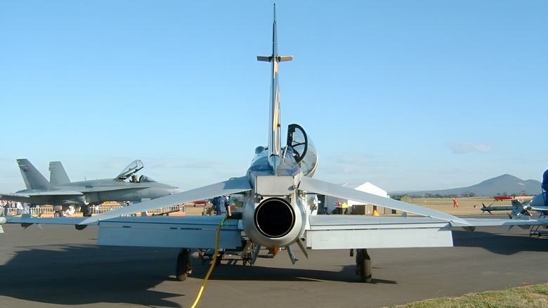 Rear view of a BAe Hawk Mk.127 lead-in fighter of No. 76 Squadron RAAF.
