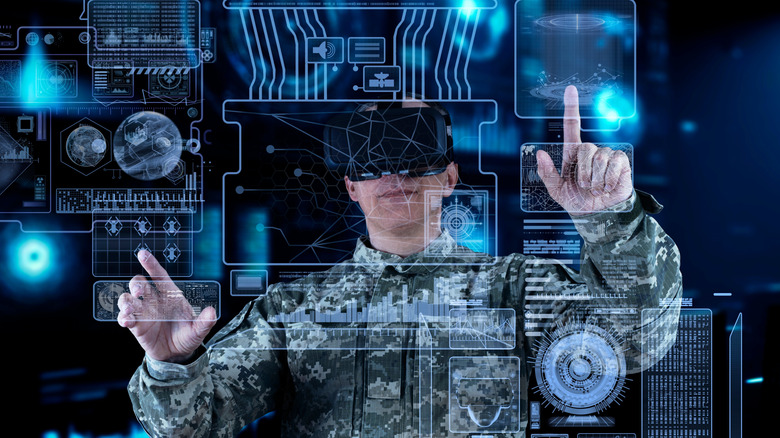 Military personnel using virtual interface