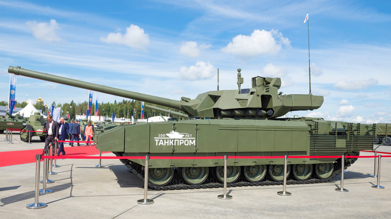 Modern experimental Russian tank T-14 Armata at the military international forum "Army-2020".