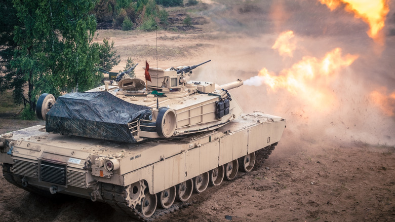 M1 Abrams tank fires during the "Saber Strike" NATO military exercise