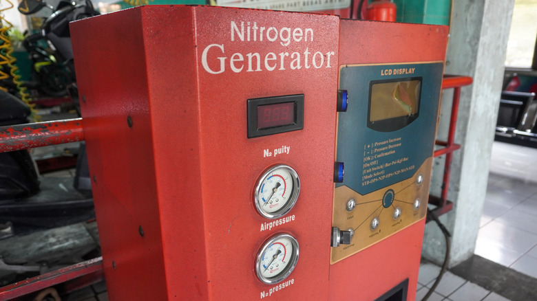 Modern nitrogen tire inflation system in an automotive service center
