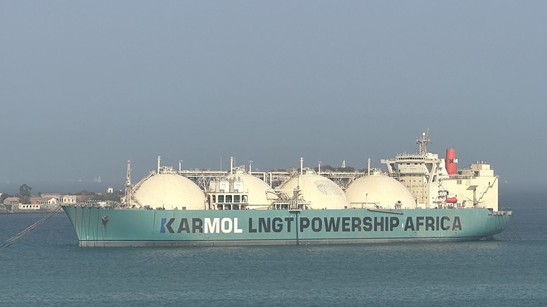 Powership moored off an African coast