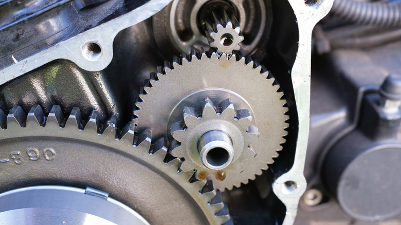 Gears of a motorcycle transmission