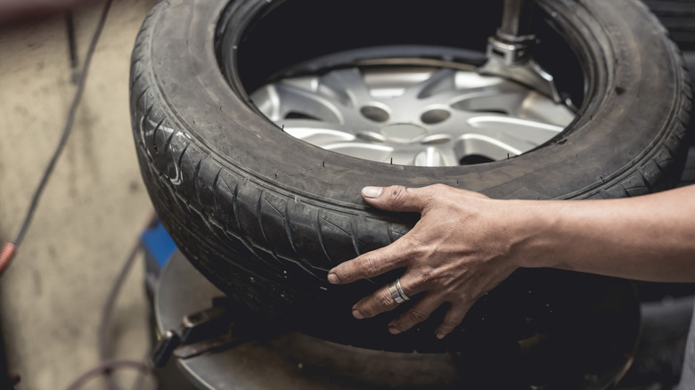 Tire removed from wheel with bead shown