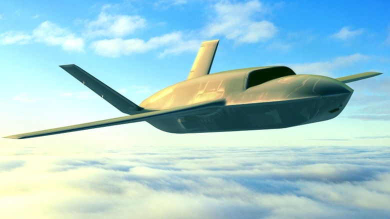 An artist's rendering of the General Atomics YFQ-42 drone in flight