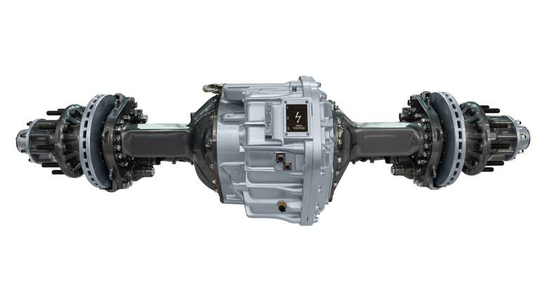 Electric axle on white background