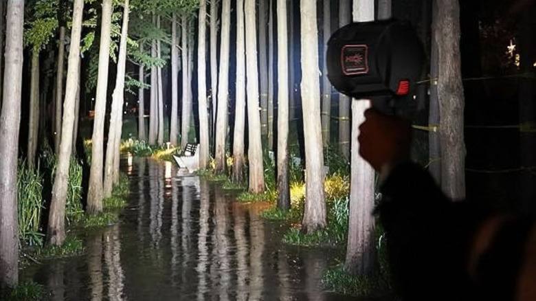 A shot of the Goodsmann HID flashlight in action