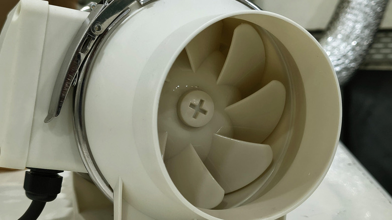 Close up of an inline fan