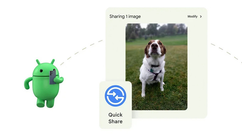 android's quick share feature helps share the photo of a dog
