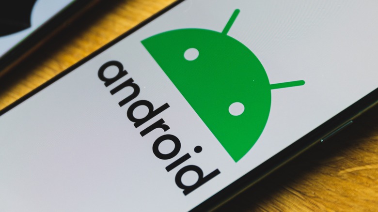 Android logo on smartphone