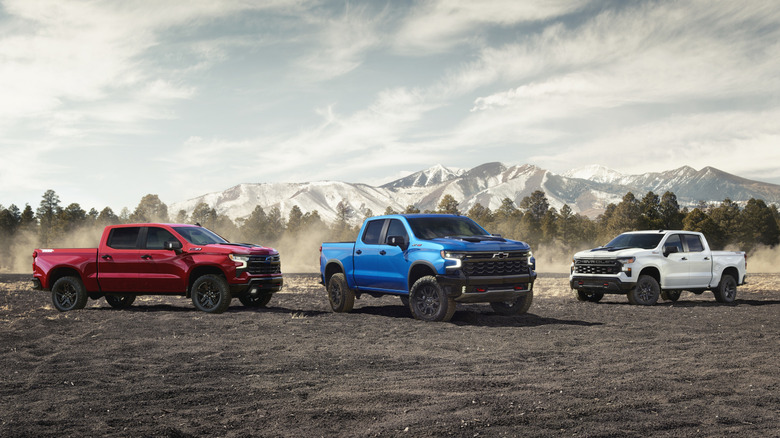 Group of 2025 Chevrolet Silverado 1500 pickup trucks