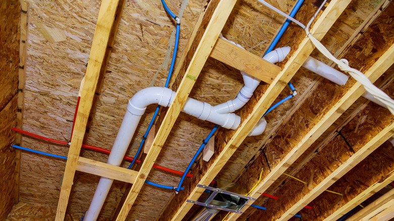 PEX B Hot And Cold Pipes Installed In A Home