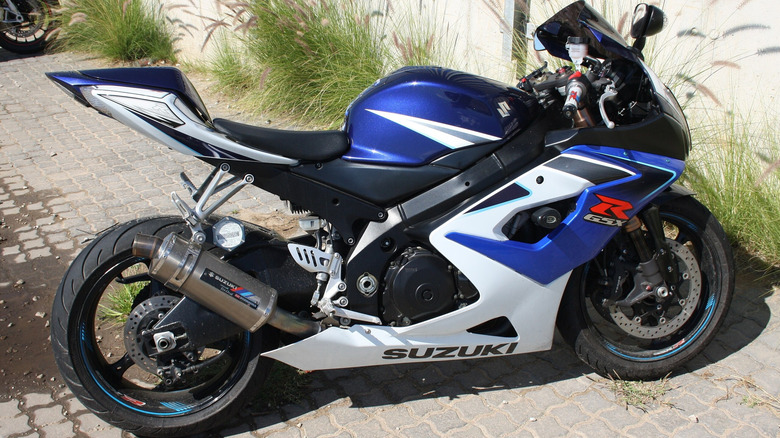 Suzuki GSX-R parked side view