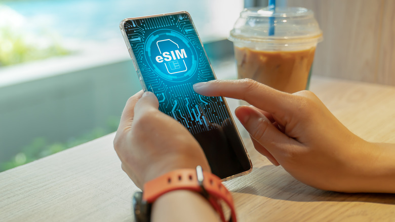 Smartphone with eSIM illustration