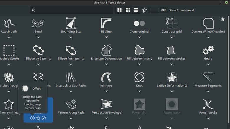 Inkscape Live Path Effecs menu
