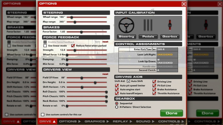iRacing Control & Assist Menu