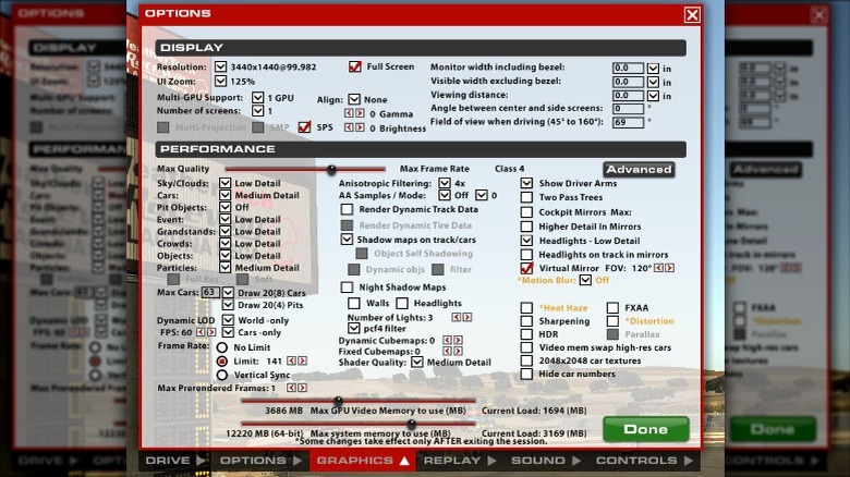iRacing Graphics Menu