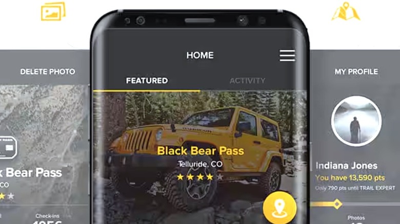 Mobile device displaying screen from Jeep Badge of Honor program