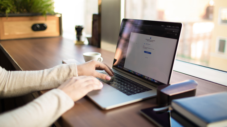 woman working on a laptop