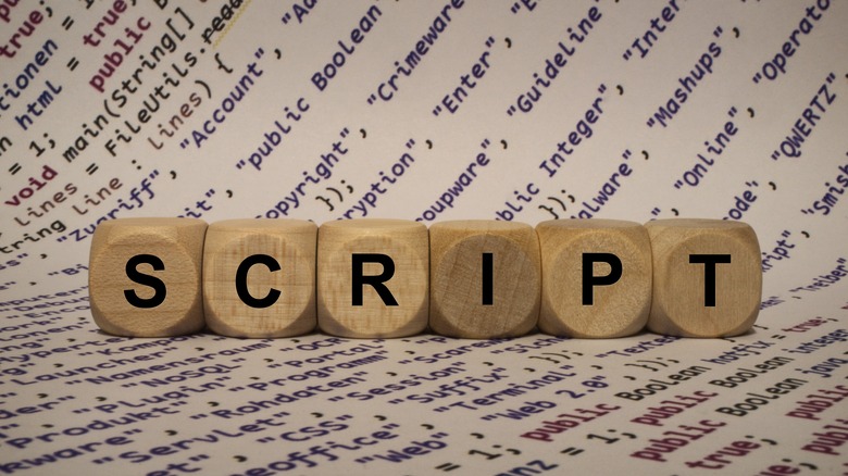 dice spelling the word script