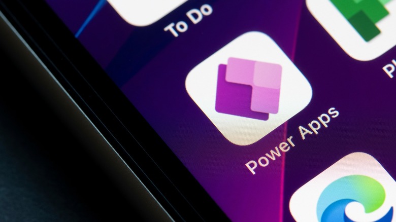 Power Apps icon on a device