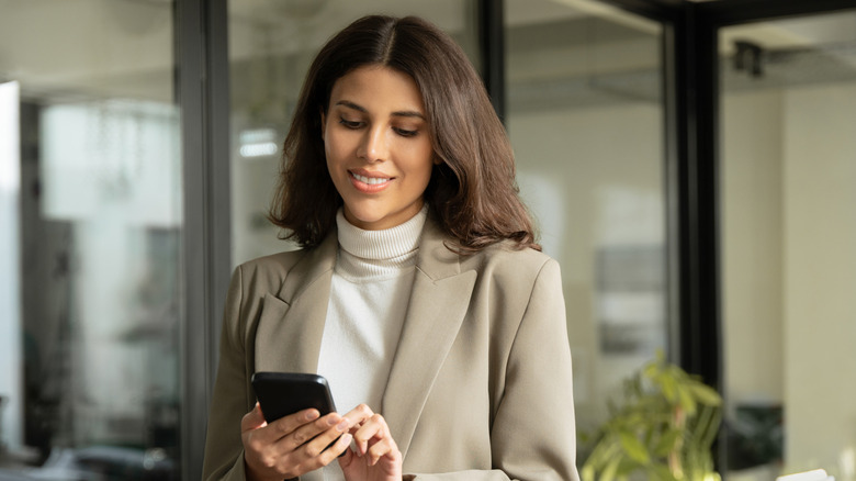 Woman using smartphone