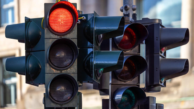A red traffic light