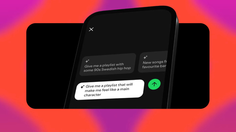 Phone showing the AI Playlist chat window in Spotify
