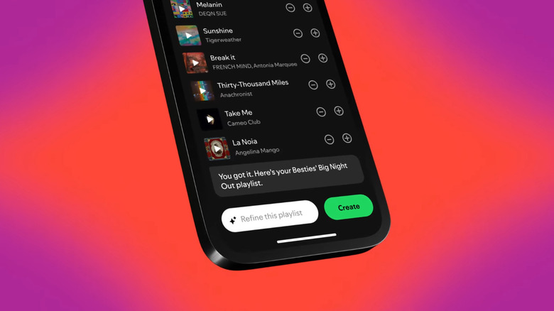 Phone showing the Refine this playlist prompt box in Spotify AI Playlist