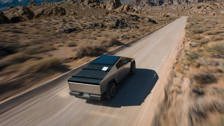 Tesla Cybertruck with a Starlink dish on top