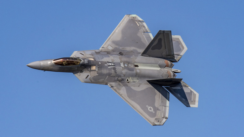An F-22 Raptor in flight.