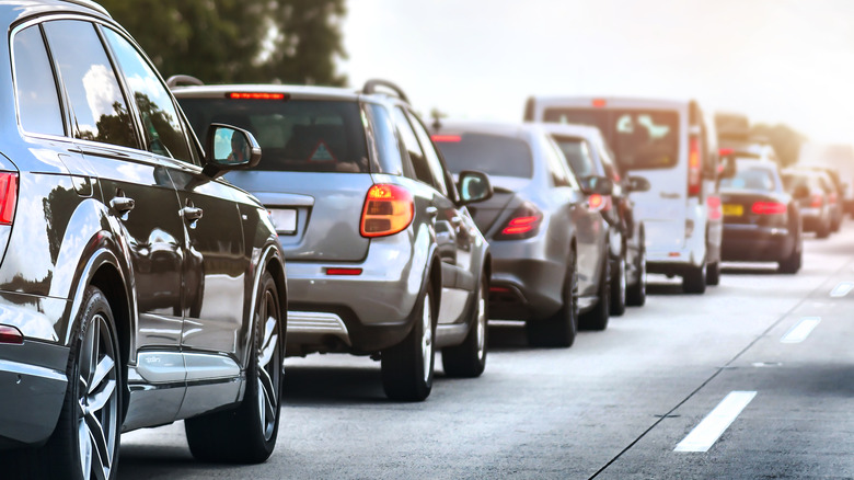 Cars stuck in traffic