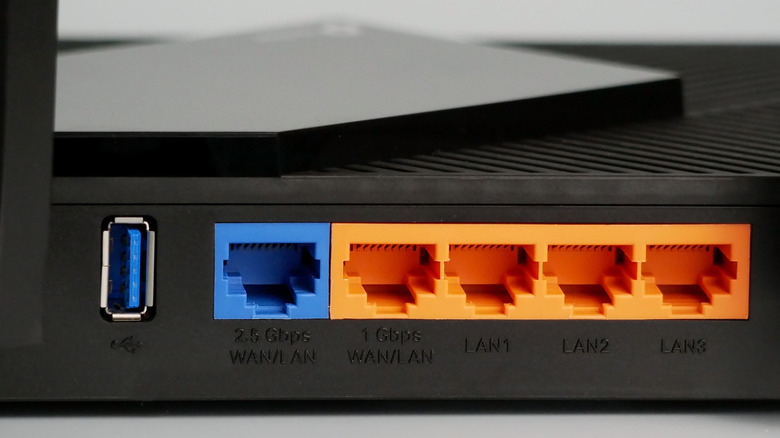 back end of a router showing ethernet and USB ports, including the 2.5G port
