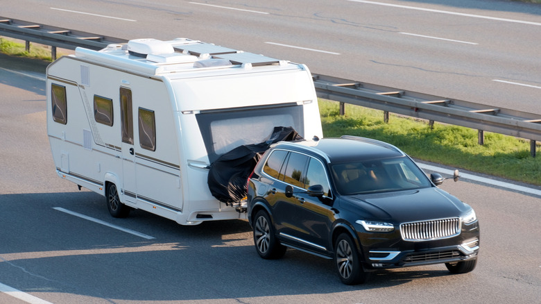 Volvo XC90 towing a caravan